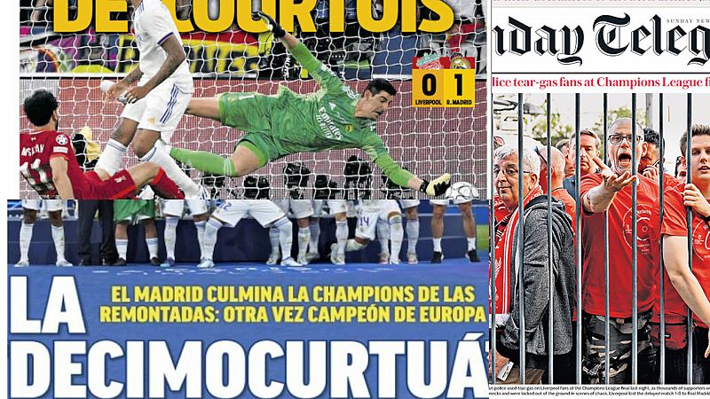 Courtois acapara las portadas como héroe de la decimocuarta Champions del Real Madrid