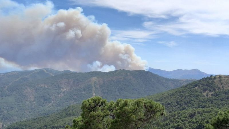 La UME se desplaza al incendio de Sierra Bermeja, que deja tres bomberos heridos y al menos 60 evacuados