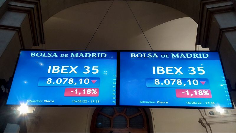 El IBEX cierra en rojo en una jornada en la que el resto de bolsas europeas caen con fuerza por la subida de tipos