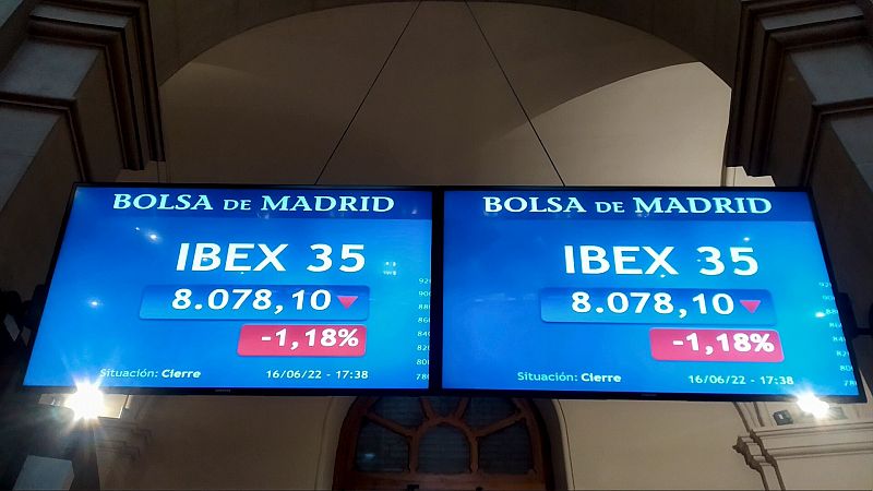 El IBEX cierra en rojo en una jornada en la que el resto de bolsas europeas caen con fuerza por la subida de tipos
