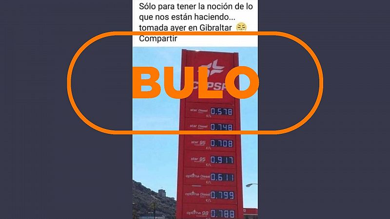 Esta imagen de una gasolinera en Gibraltar muestra precios antiguos