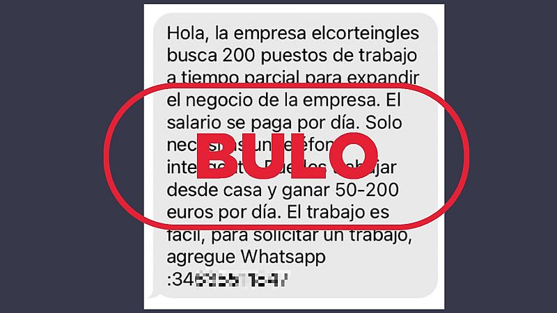 El Corte Inglés no está ofertando 200 puestos de trabajo a través de un mensaje de texto, es smishing