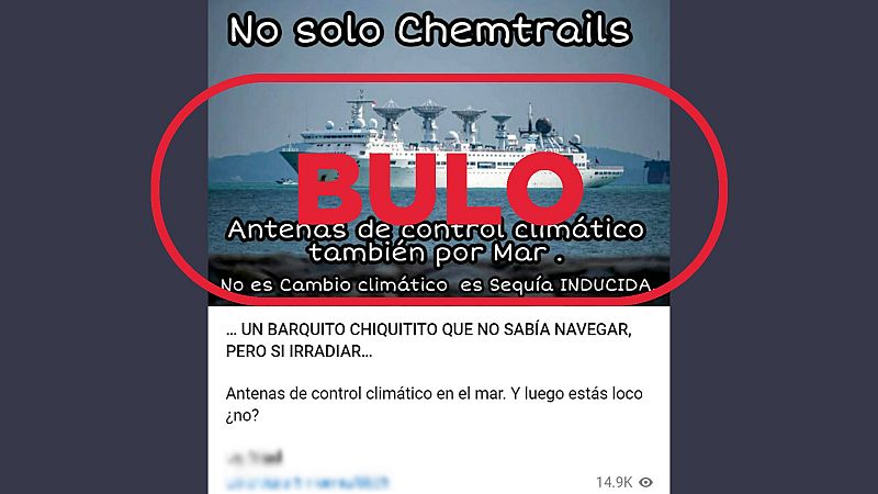 Este barco no tiene 'antenas de control climático', es el navío chino Yuan Wang