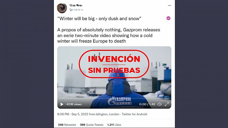 No hay pruebas de que este vídeo que anuncia un invierno duro para Europa sea de la empresa rusa Gazprom