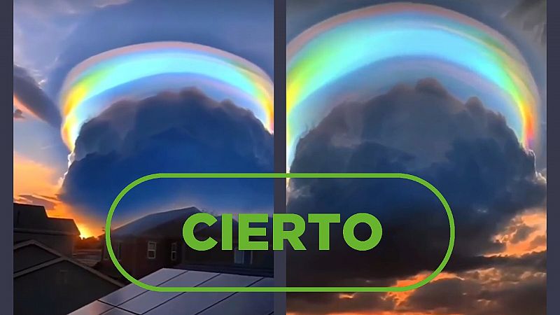 Este vídeo cierto muestra un fenómeno meteorológico conocido como nube iridiscente