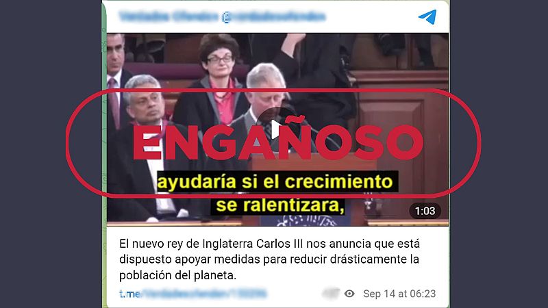 Manipulan un vídeo de Carlos III para dar a entender que el monarca pide medidas para reducir drásticamente la población mundial