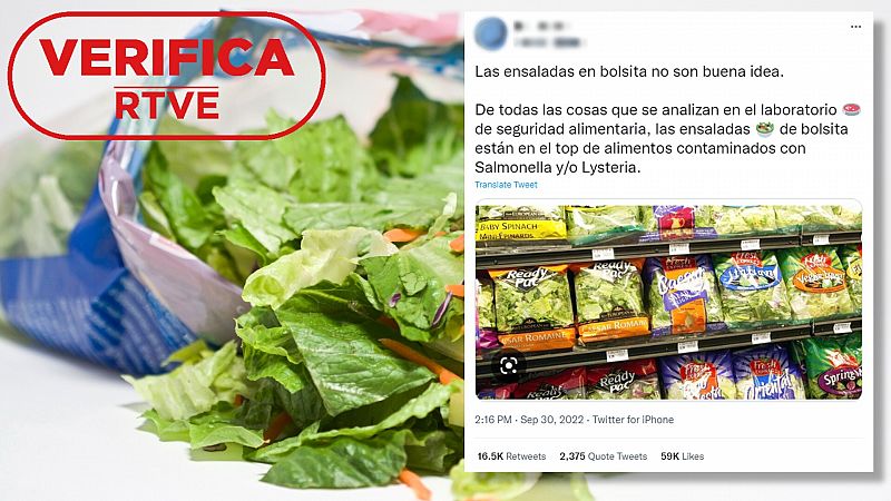 Las bolsas de ensalada no están en el 'top' de los alimentos contaminados en Europa