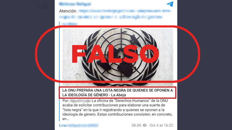 Naciones Unidas no ha realizado una lista negra con los nombres de quienes se oponen a la 'ideología de género'