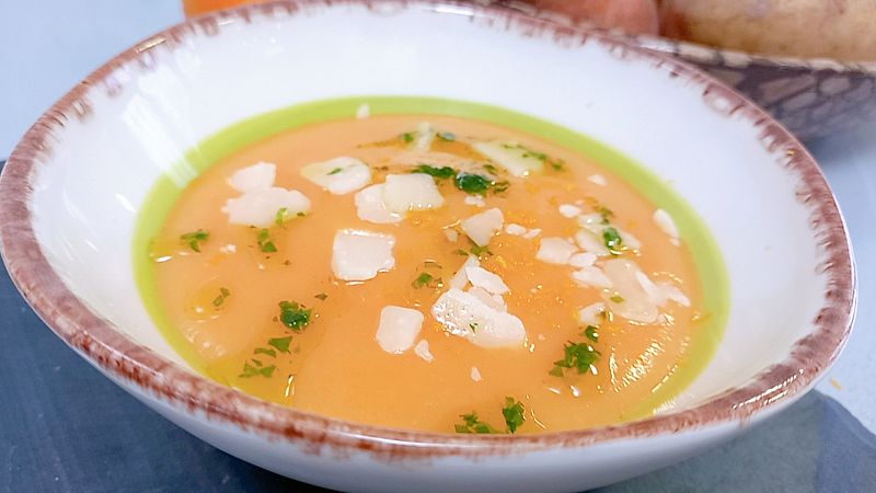 Receta de crema de batata, calabaza y naranja