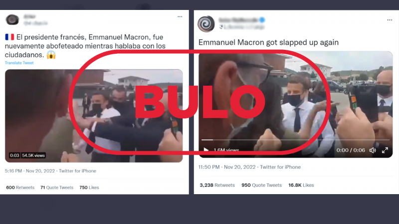 No han abofeteado nuevamente a Macron, es un vídeo de 2021