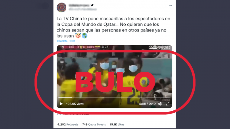 La televisión china no coloca mascarillas ni a futbolistas ni a aficionados en Qatar 2022