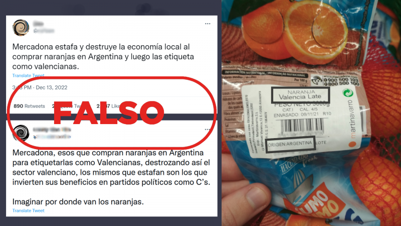 Mercadona no etiqueta naranjas argentinas como si fueran de Valencia