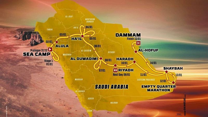 El recorrido del Dakar 2023: un mar de dunas
