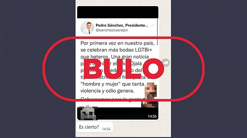 Este tuit sobre el matrimonio LGTBI no es de Pedro Sánchez, es de una cuenta parodia