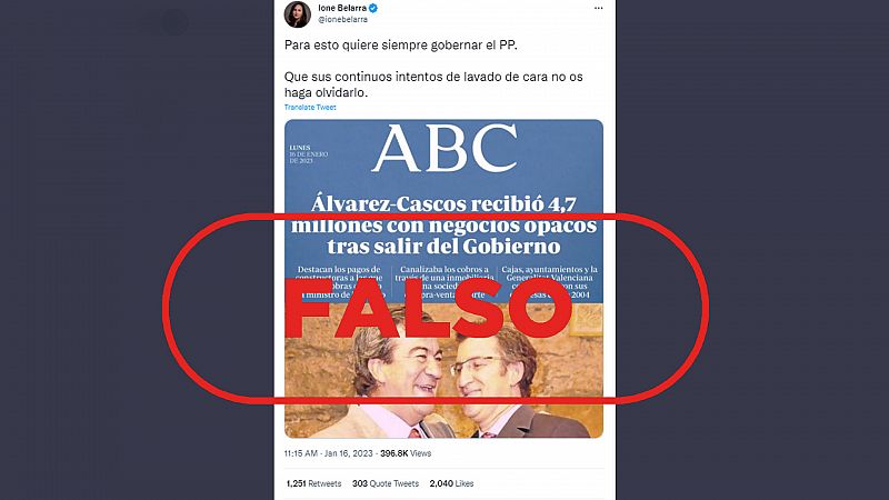 Esta portada de ABC difundida por la ministra Ione Belarra es un montaje