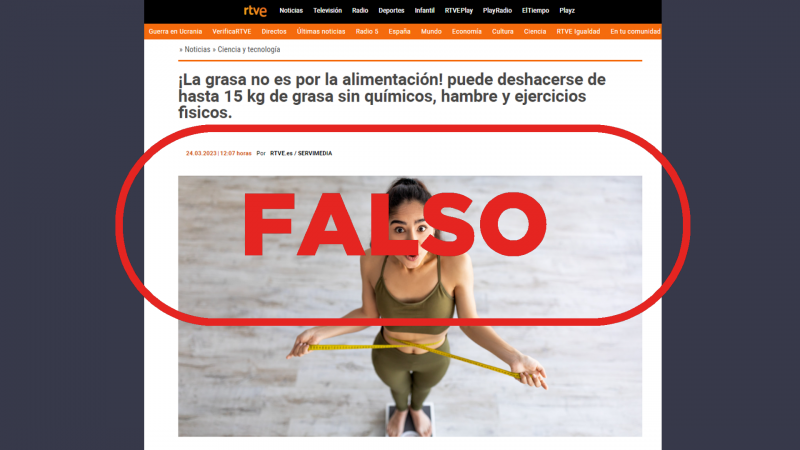 RTVE no difunde un falso remedio que promete perder 15 kilos sin ejercicio, es falso