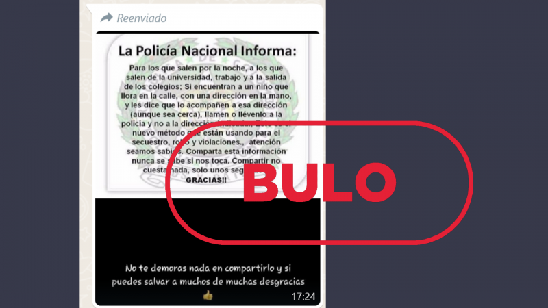 No hay un nuevo método de secuestro que utiliza a un niño que llora, es un bulo