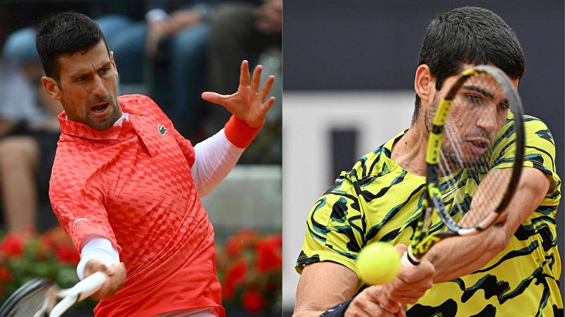 Carlos Alcaraz y Novak Djokovic, en la parte dura del cuadro de Roland Garros, se cruzarían en semifinales