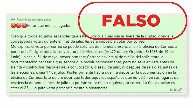 Este mensaje de móvil sobre el voto por correo es falso