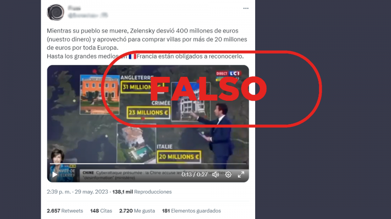 Este vídeo de una cadena gala no demuestra que Zelenski ha comprado mansiones en Europa