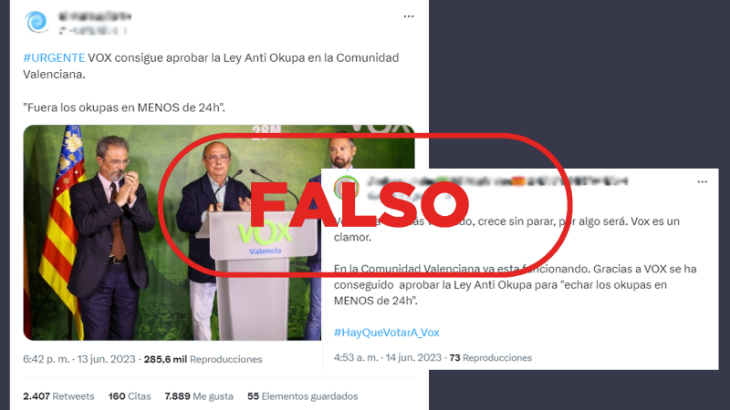 Vox no ha aprobado una 'ley Anti Okupa' en la Comunidad Valenciana