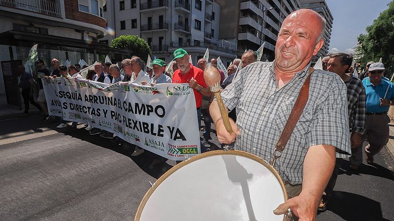 Cientos de agricultores y ganaderos de Castilla y Len marchan para reclamar ayudas ante una sequa "catastrfica"
