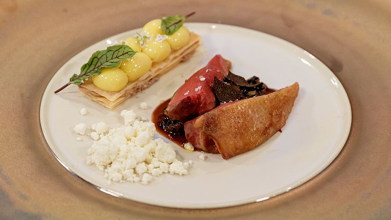 Receta de pichón y multiesférico de maíz de Eneko, ganador de MasterChef