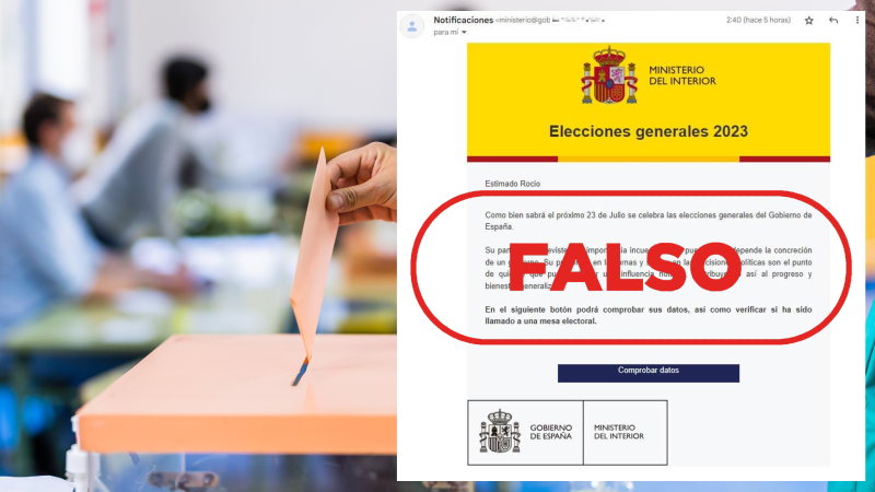 Este correo sobre las elecciones del 23J no es del Ministerio del Interior, es falso
