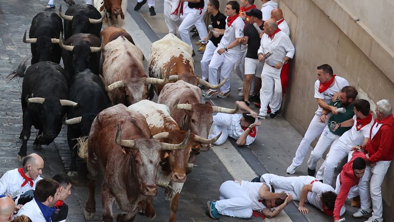 Las mejores imgenes del sexto encierro de San Fermn 2023: rpido y emocionante