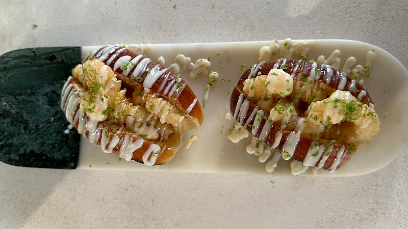 Receta de Mar�a Lo: brioche de calamar en tempura