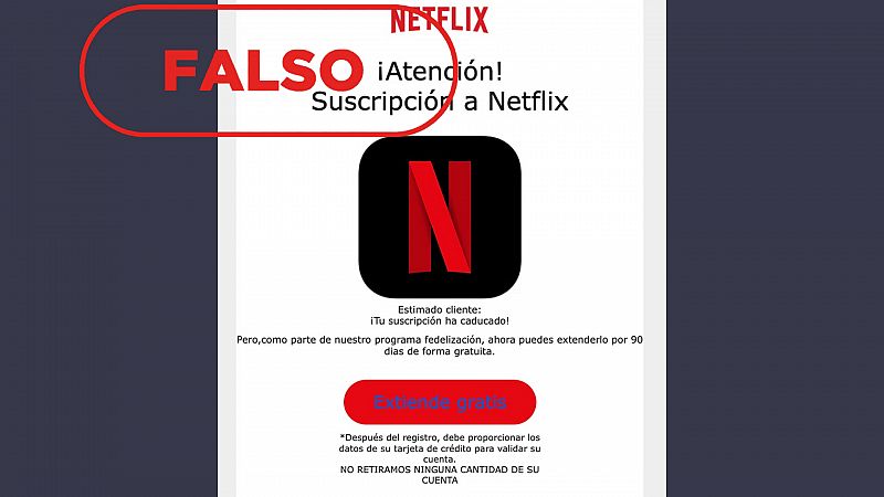Este correo que alerta de una suscripción caducada de Netflix es falso