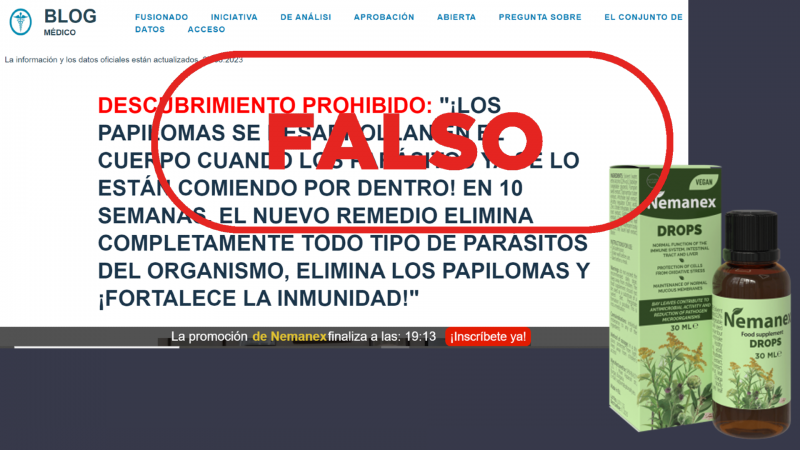 Nemanex no es un medicamento y no elimina el virus del papiloma humano