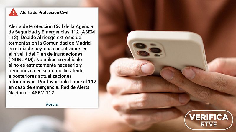 Alerta de Protección Civil en los móviles de los madrileños por la DANA
