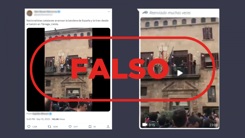 Este vídeo de la retirada de una bandera de España en el Ayuntamiento de Tárrega (Lleida) no es actual