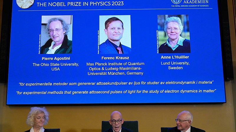 Nobel de Física para Pierre Agostini, Ferenc Krausz y Anne L'Huillier por sus hallazgos en la dinámica de los electrones
