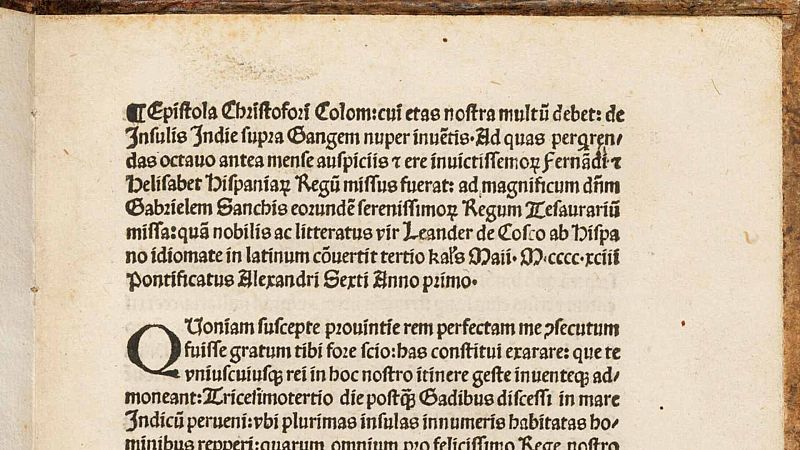 Una carta de Cristóbal Colón de 1493 es subastada en Nueva York por 3,92 millones de dólares
