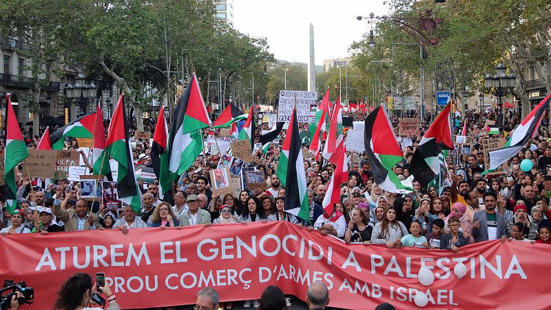 Manifestació propalestina al centre de Barcelona