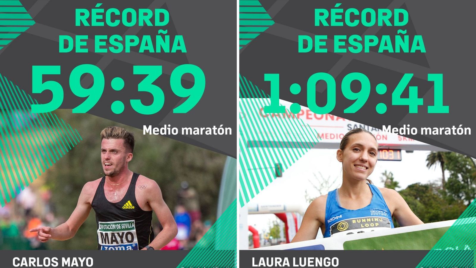 Carlos Mayo y Laura Luengo baten el récord de España de medio maratón | Ver