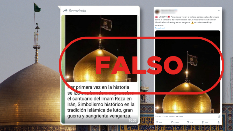 Esta bandera negra en un santuario chií en Irán no significa 'guerra' o 'venganza', es falso