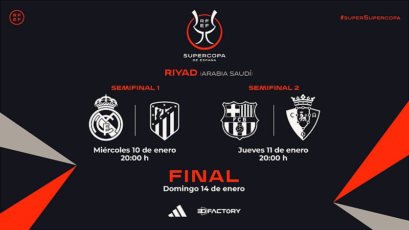 Confirmados los horarios de las semifinales y la final de la Supercopa de España