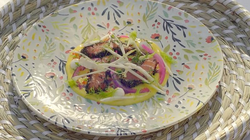 Receta de salmn marinado y vinagreta de mango de MasterChef Celebrity 8