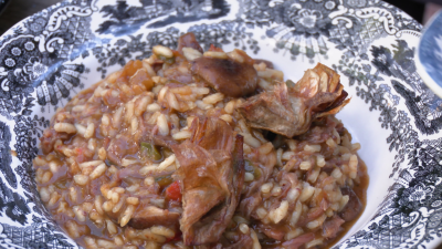 Receta de arroz con rabo de toro y setas shiitake