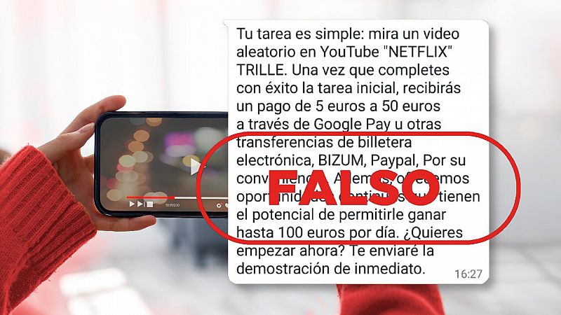 El mensaje de WhatsApp que te invita a ver vídeos de Netflix en YouTube para ganar hasta 50 euros es falso