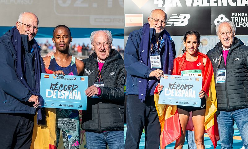 Tariku Novales y Majida Maayouf baten el rcord de Espaa en el Maratn de Valencia