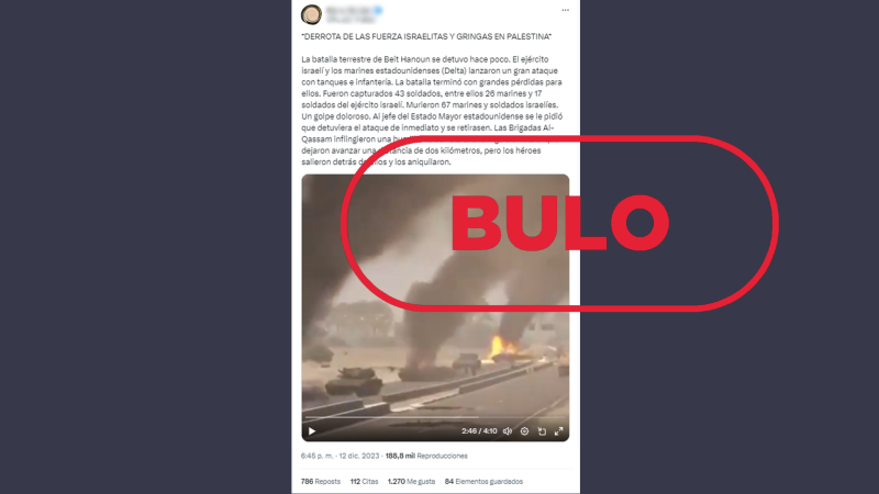 No son tanques de Israel destruidos por Hamás en Gaza, es un videojuego