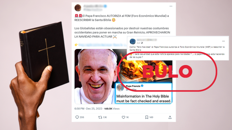 El papa Francisco no ha autorizado al Foro Económico Mundial a reescribir la Biblia