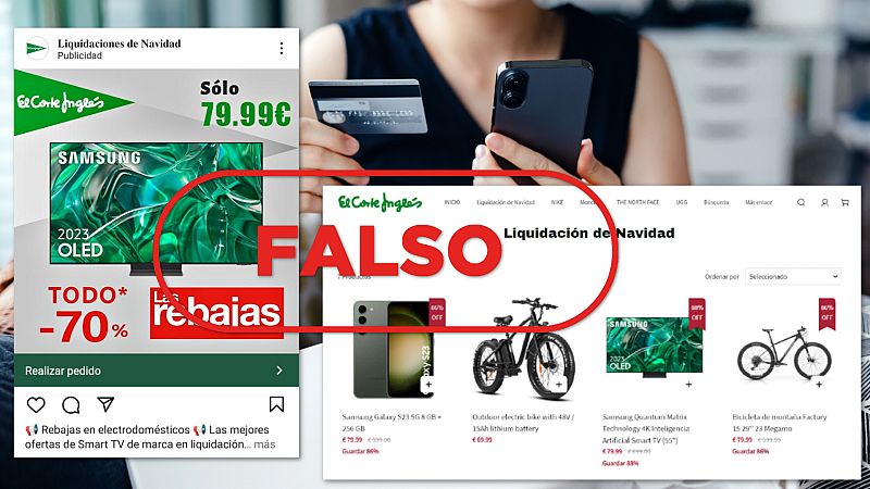 Esta web que anuncia una 'liquidación de Navidad' en El Corte Inglés es falsa