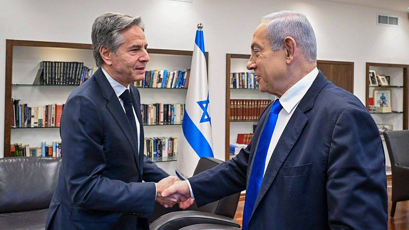 Blinken pide a Netanyahu "evitar daños" a los civiles de Gaza mientras Israel insta a aumentar la presión a Irán