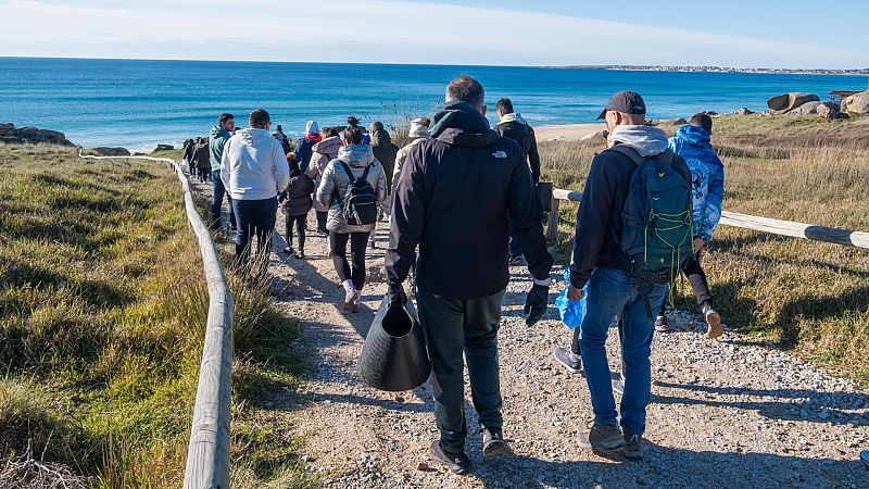 Escobas, coladores y 'capachos' frente a millones de pélets: la desigual batalla de los voluntarios en Galicia