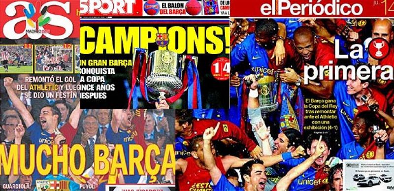La prensa destaca el primer título del Barça